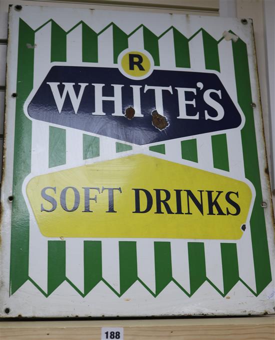 An R Whites Soft Drinks enamel sign